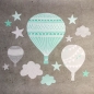 Preview: Jabalou Wandtattoo Heissluftballon grau-mint