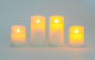 Preview: LED Wachskerze 4er Set weiss rustic beweglicher Flamme D:7cm / 2x H:10cm + 2x H:15cm