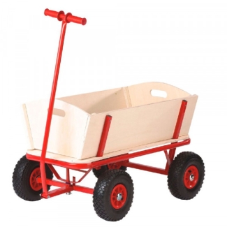 Kinderwagen Bollerwagen aus Holz 92 x 61 x 98 cm