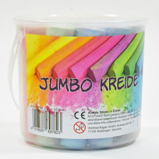 Jumbo Kreide in Eimer, 15 Stück in 5 Farben, 13x10x11,5 cm