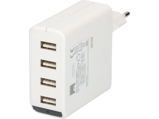 USB Charger 4x USB A Total 24W weiss LED Indikator