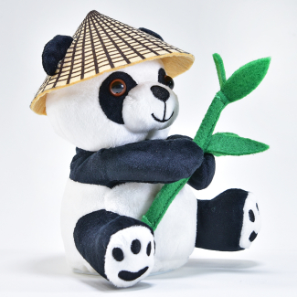 Laber-Panda, "Bao Bao", mit Hut und Bambus