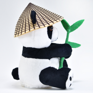 Laber-Panda, "Bao Bao", mit Hut und Bambus