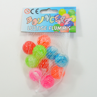 Bouncerz, Multicolor Flummis, 10er Set, Bälle im Netz, 25mm