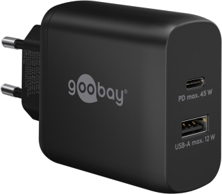 Goobay USB-C™ PD GaN Dual-Schnellladegerät (45 W) schwarz