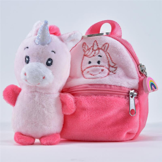 Friends2Go, Einhorn Sunny im Plüsch-Rucksack, 12,5x8x5,5cm