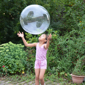 Anti-Gravity Balloon, Blasenball, mit Aufblasröhrchen, Silber, 50cm