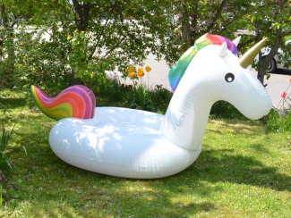 Riesen Einhorn, Badespaß, Aufblasbares Einhorn, 270x110x140cm