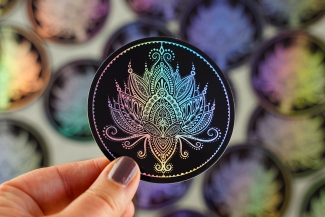 Jabalou wasserfester Hologramm Sticker, Lotus rund