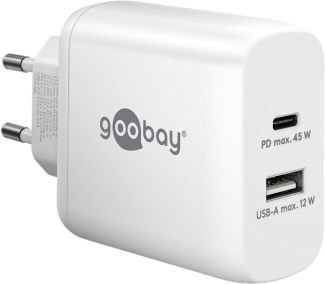 Goobay USB-C™ PD GaN Dual-Schnellladegerät (45 W) weiß