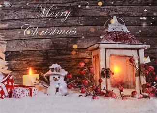 LED Bild aus Canvas zum Stellen Motive: XMAS mit Schriftzug: Merry Christmas 2 LED