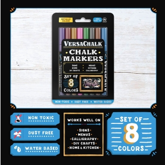 VersaChalk - Metallische Flüssigkreide Marker 8er Set mit 3mm Spitze