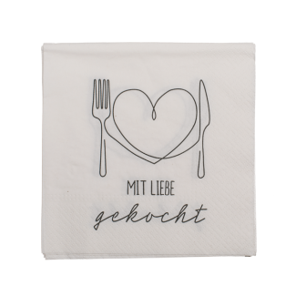 Papier Servietten, Mit Liebe gekocht