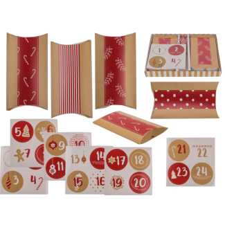 Rot/naturfarbener Adventskalender