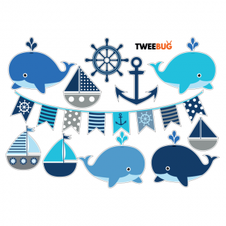 Tweebug wasserfeste Sticker Meer/Wal DIN A6