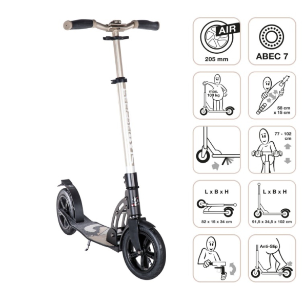 SIX DEGREES Aluminium Scooter Air 205 mm gold