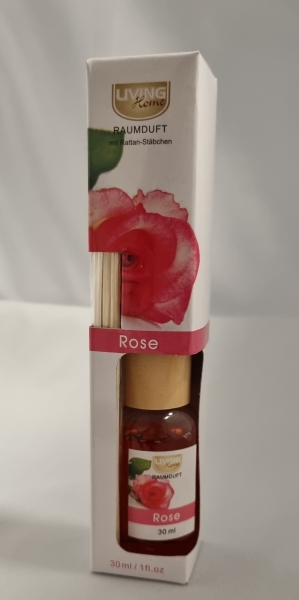 Raumduftset Rose 30ml mit Riedgrasstäbchen