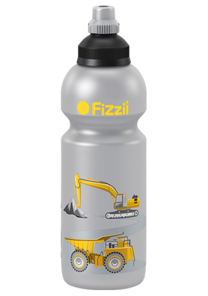 Fizzii Trinkflasche 600ml silber, Baustelle