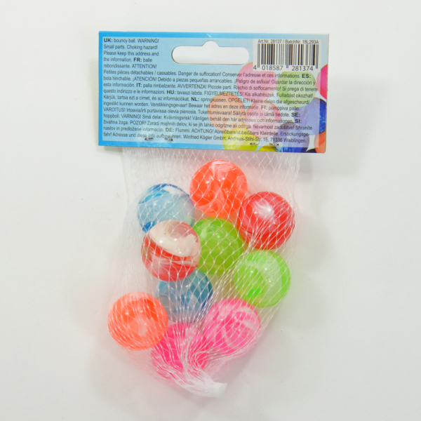 Bouncerz, Multicolor Flummis, 10er Set, Bälle im Netz, 25mm