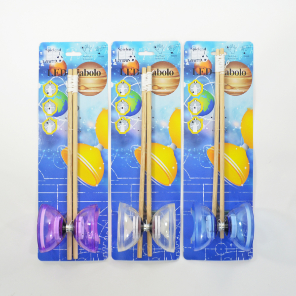 Diabolo transparent mit Licht in 3 Farben; H: 10cm; B: 11,2cm; L: 40cm