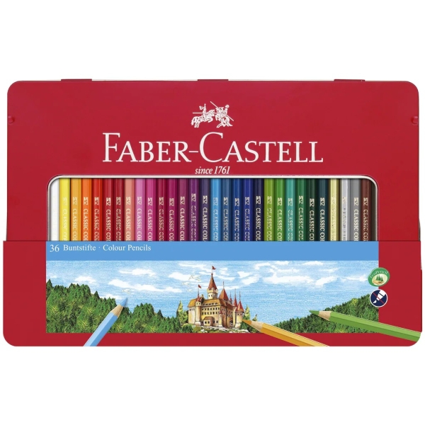 FABER-CASTELL 36 Buntstifte in Metallgehäuse 115886