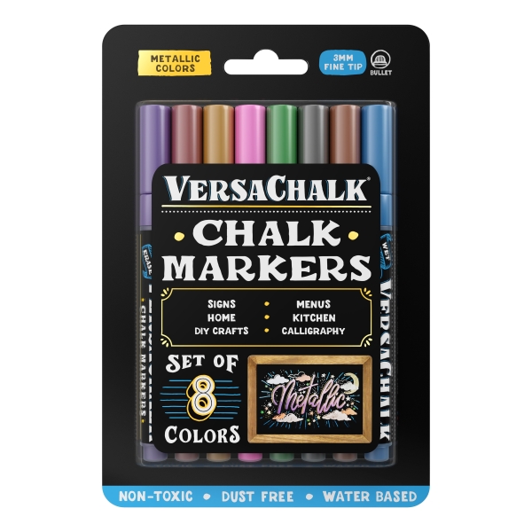 VersaChalk - Metallische Flüssigkreide Marker 8er Set mit 3mm Spitze