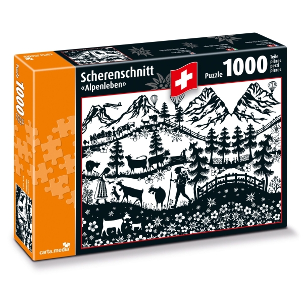 Scherenschnitt „Alpenleben“ 1'000 Teile Puzzle