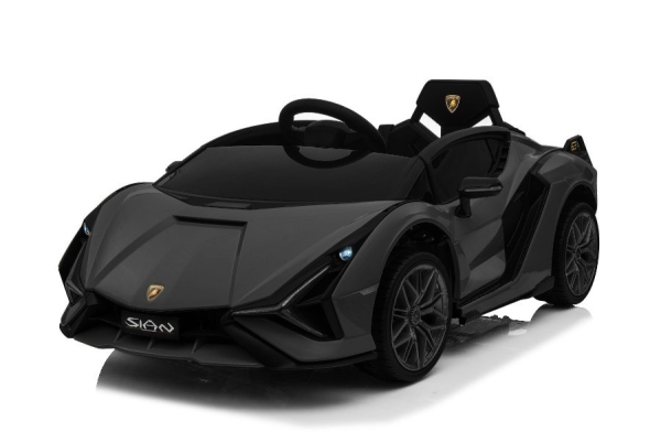 Elektro Kinderauto Schwarz "Lamborghini Sian" - Lizenziert - 12V Akku, 2 Motoren- 2,4Ghz Fernsteuerung, MP3, Ledersitz+EVA