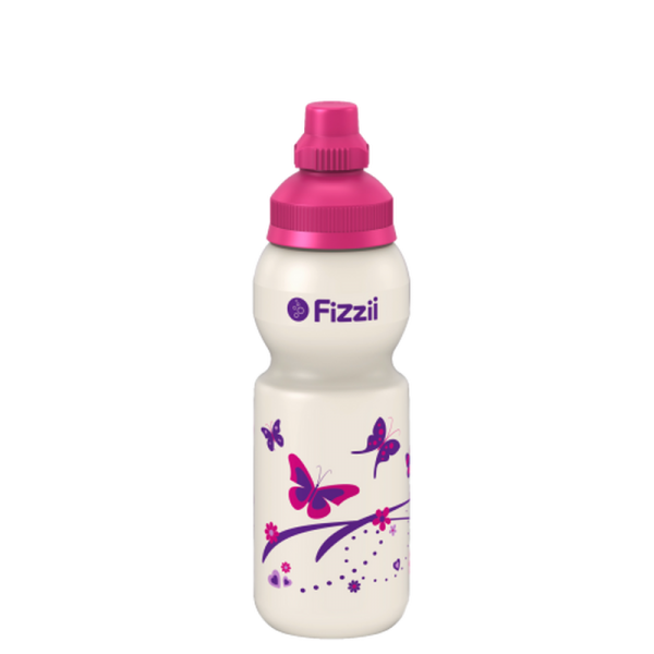 Fizzii Trinkflasche 330ml perlweiss, Mini Schmetterling