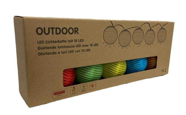 LED Lichterkette Outdoor mit farbigen Nylon Balls D: 7cm mit 10 LED