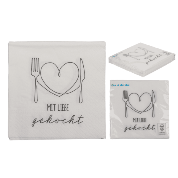 Papier Servietten, Mit Liebe gekocht