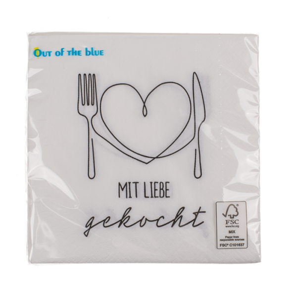 Papier Servietten, Mit Liebe gekocht