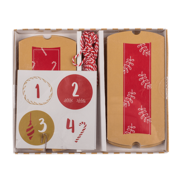 Rot/naturfarbener Adventskalender