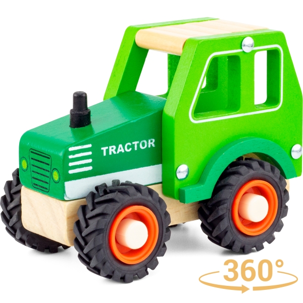 Naturholz grüner Traktor