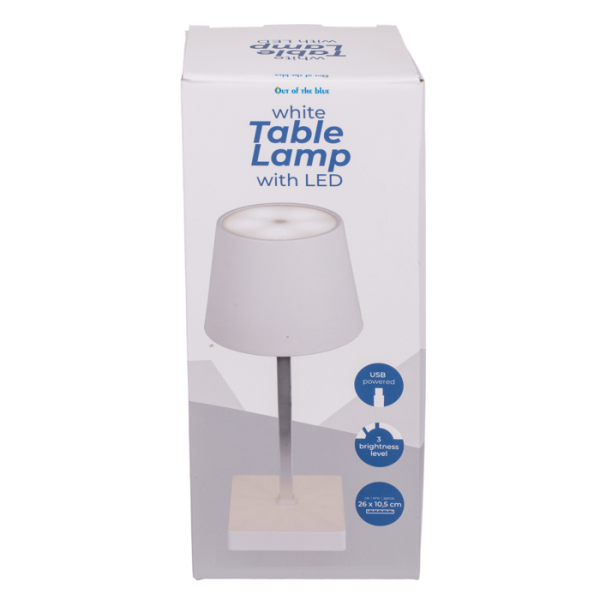 Weisse Tisch-Lampe mit LED und Akku